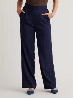 NWT Quince Stretch Crepe Classic Trouser Pants Size 2 Navy
